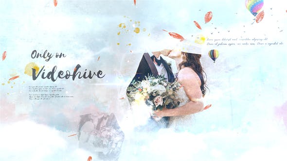 AE模板-浪漫爱情彩色水墨婚礼电子相册记录展示 Wedding Intro