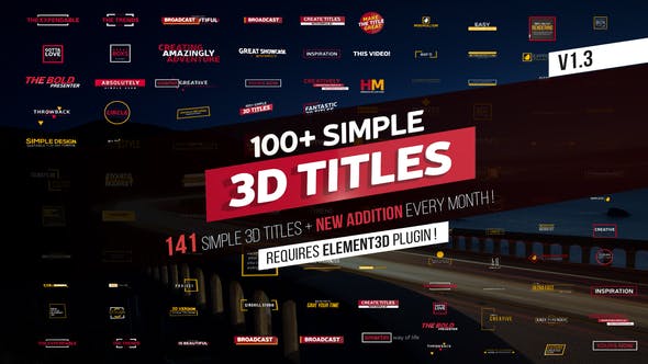AE模板-100个简洁三维文字标题动画 Simple 3D Titles V1.3