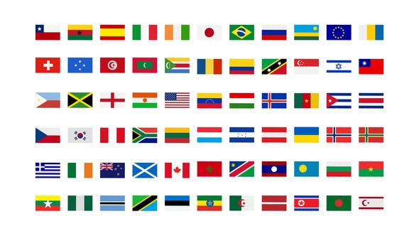 AE模板-世界各国地区旗帜图标动画 250+ Country Flags Icons
