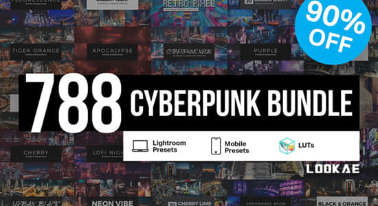 788个未来科技霓虹赛博朋克LUTS调色预设 788 Cyberpunk Presets LUTs