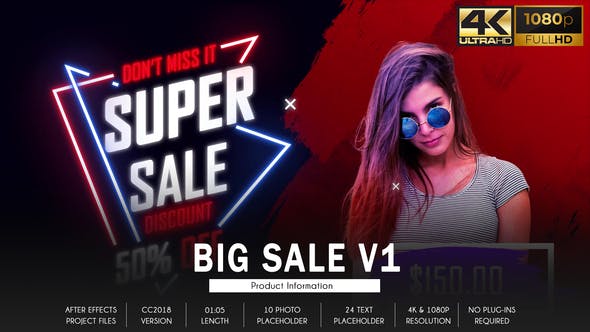 AE模板-电商平台微店商城降价打折大促销宣传介绍 Big Sale