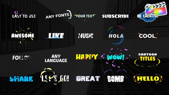 FCPX插件-20组动漫卡通文字标题动画 Cartoon Titles