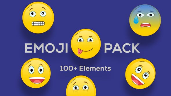 AE模板-100个可爱卡通表情符号动画 Emoji Animation Pack