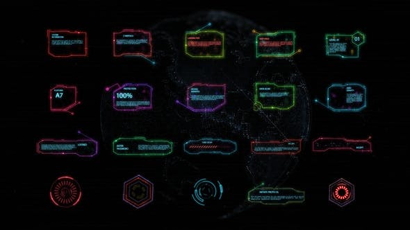 FCPX插件-20个未来科技HUD界面信息元素动画 HUD Interface