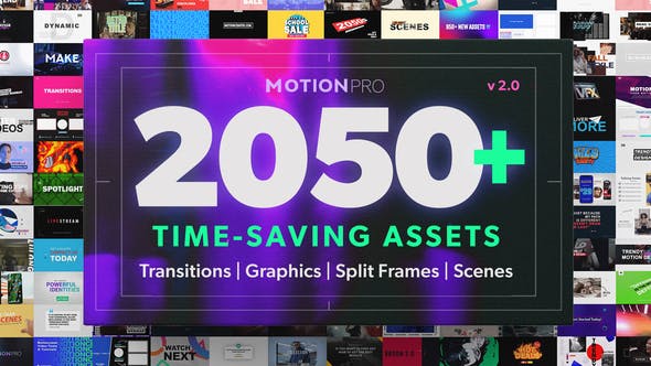 PR模板-2050个社交媒体字幕条标题图形排版设计分屏LOGO背景信息图表特效预设 Motion Pro V2