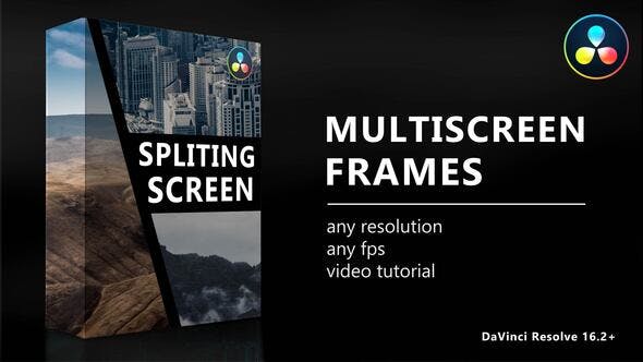 达芬奇模板-14组动态网格画面组合视频分屏预设 Multiscreen Frames for DaVinci Resolve