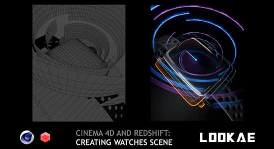 C4D教程-科技感手表全息投影HUD界面动画制作 (英文字幕) Cinema 4D Creating Watches Scene
