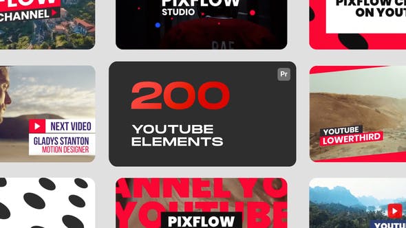 PR脚本-38组社交媒体视频网站文字标题设计宣传动画 YTB Elements for Premiere Pro