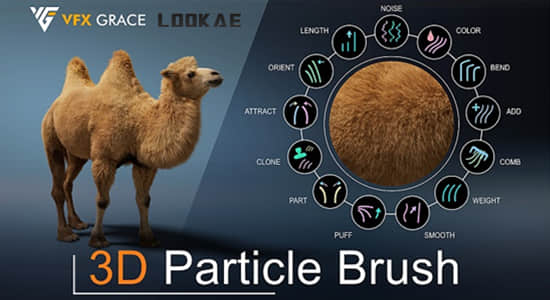 Blender插件-强大的三维粒子笔刷头发毛发绘制工具 3d Particle Brush