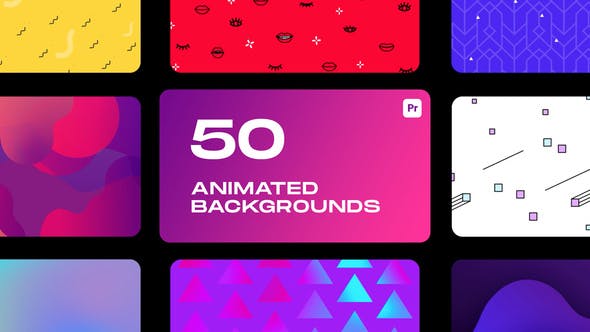 PR脚本-50种彩色渐变图形背景动画 Animated Backgrounds for Premiere Pro