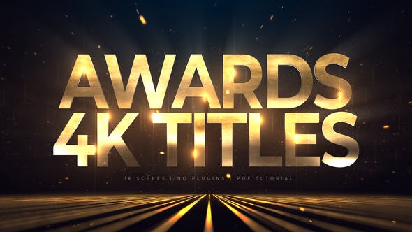 AE模板-金色粒子文字大标题颁奖典礼开场片头 Awards 4K Titles Lines