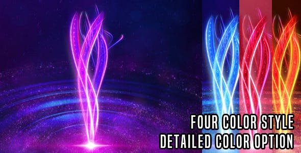 AE模板-漂亮唯美粒子发光线条LOGO标志片头动画 Light Streaks Logo Revel V1