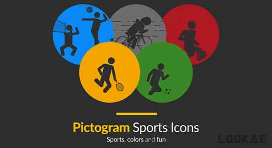 AE模板-奥运会体育运动项目人物形象动作MG图标动画 Pictogram Sports Icons