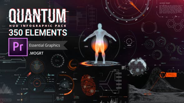 PR脚本-375种科技感HUD信息化动态图形UI元素包 Quantum HUD and HiTech Elements for Premiere Pro