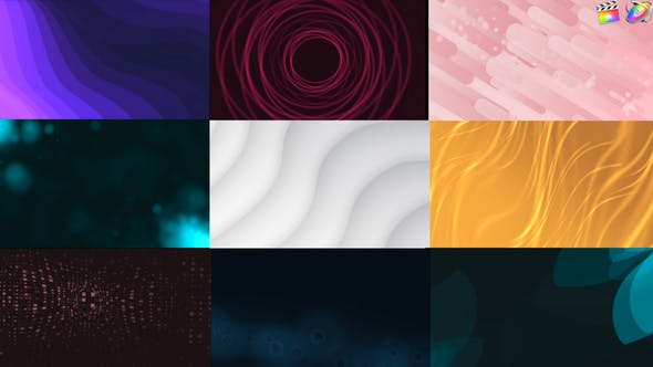 FCPX插件-9组时尚渐变彩色图形风格化背景动画 Stylish Animated Backgrounds