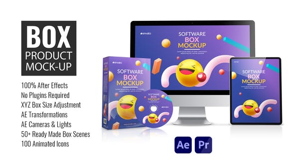 AE/PR模板-三维立体旋转产品盒子封面包装介绍宣传动画插图