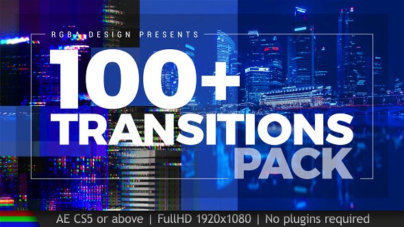 AE模板-100种独特数字折射色差效果转场过渡 Transitions