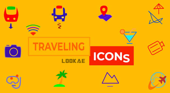 FCPX插件-12个假期VLOG旅行图标动画 Traveling Icons