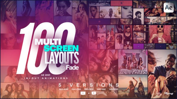 AE模板-100种视频分屏动态组合效果 Multi-Screen Layouts Fade