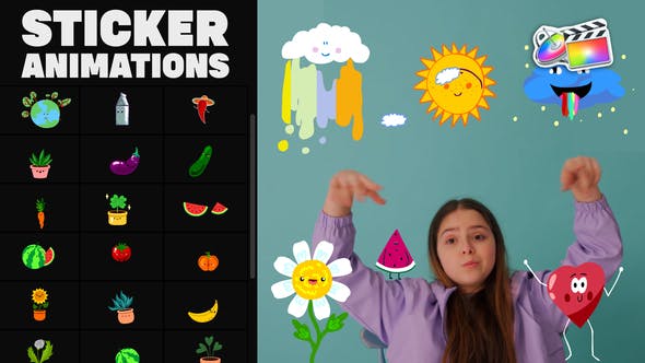 FCPX插件-25个可爱卡通彩色表情图形贴纸动画 Nature Emoji Stickers Animations