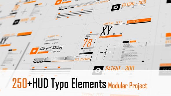 AE模板-250个未来科技感UI界面文字标题动画 HUD Typography
