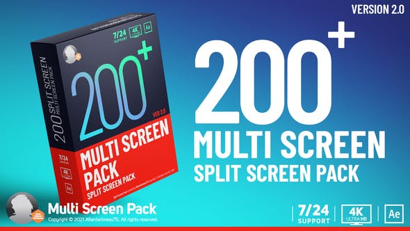 AE模板-200个多画面视频分屏网格组合动画预设 Multi Screen Pack V2