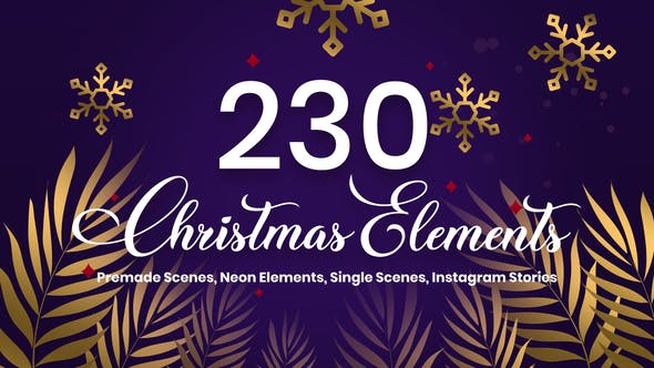 AE/PR模板-230种冬日圣诞节日快乐美丽闪亮元素设计动画+视频素材