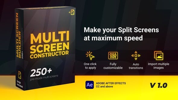 AE模板-250种高质量动态视频分屏组合分割拼贴效果 Multi Screen Constructor