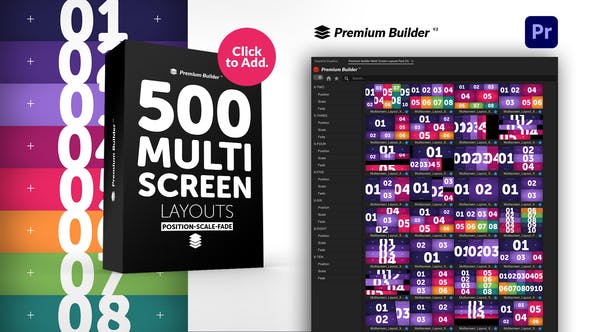 PR脚本-500个多画面网格组合动态视频分屏特效展示 Multi Screen Layouts Pack