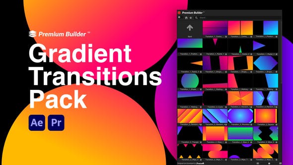 AE/PR脚本模板-100种彩色渐变图形动画转场过渡 Gradient Transitions Pack插图