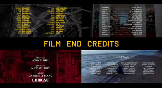PR预设-83个电影片头片尾滚动介绍文字标题动画 Film End Credits