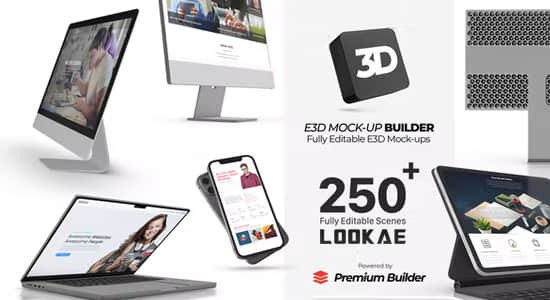 AE脚本-250种三维手机平板电脑应用程序界面展示宣传介绍动画 3D Mock-Up Builder