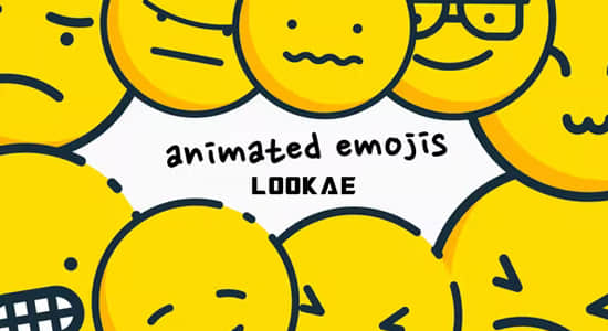 AE模板-49个手绘社交媒体Emoji表情动画 Animated Emojis Pack