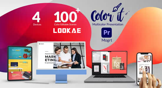 PR模板-100组网络社交平板电脑手机应用程序宣传介绍动画Multicolor Web and App Promo