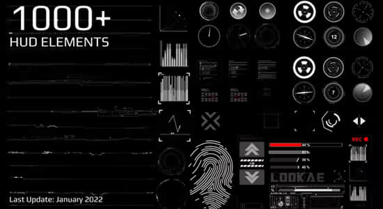 AE模板-1000个科技感UI界面HUD图形动画包 Hud Pack 1000+ Elements