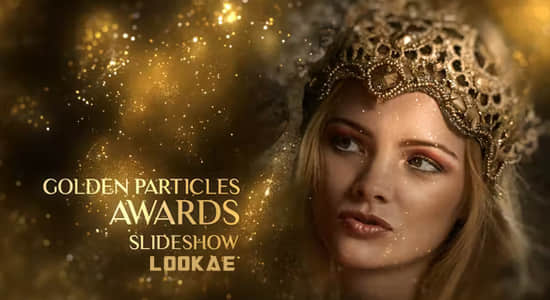 AE模板-金色华丽悬浮发光粒子背景颁奖典礼包装片头 Golden Particles Awards Slideshow