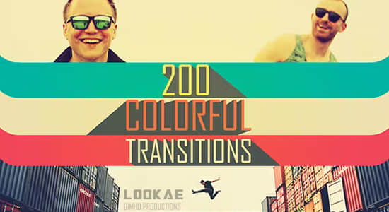 AE模板-200个炫彩MG图形动画转场过渡预设 Transition Colorful