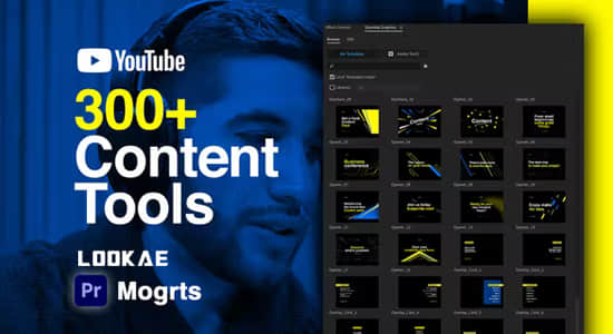 PR模板-300种互联网社交媒体视频网站文字标题图形包装动画 Content Tools