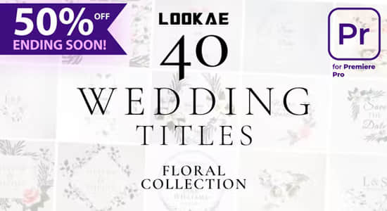 PR模板-40种浪漫藤蔓婚礼文字标题动画 Wedding Titles