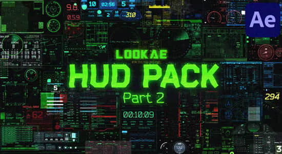 AE模板-54种HUD未来科技感元素UI动画 HUD Pack 2