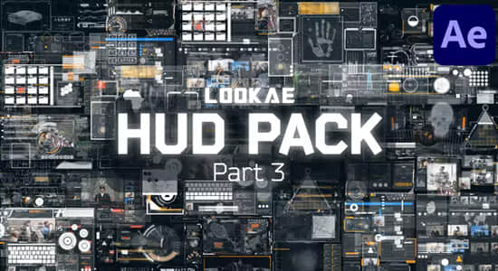 AE模板-18组HUD未来科技感元素UI动画 HUD Pack 3