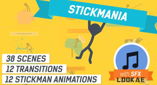 AE模板-创意卡通火柴人解释展示特效动画 Explainer Video Stickmania