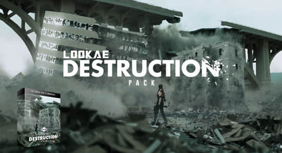 4K视频素材-123个楼房建筑倒塌地面墙汽车公共设施破碎特效合成+透明通道