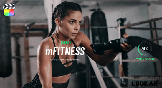 FCPX插件-106个活力动感体育健身训练图形数据标题动画 mFitness