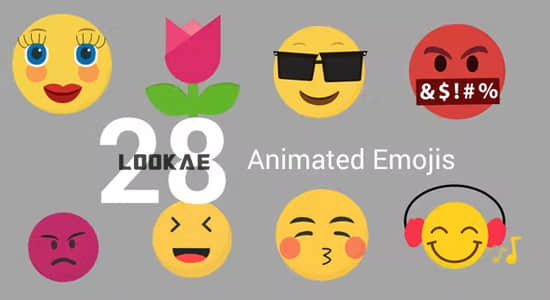 28个扁平化Emojis表情动画视频素材-带透明通道
