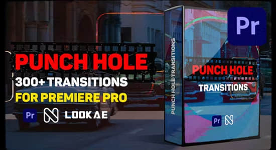 PR模板-300种复古干扰故障VHS胶片污渍叠加转场预设 Punch Hole Transitions插图