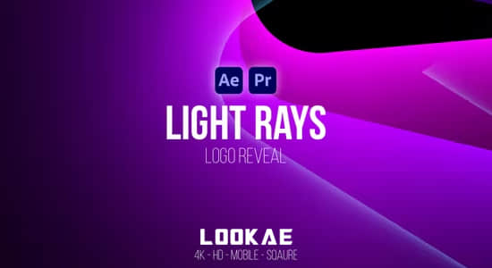 AE/PR模板-简洁大气放射光线LOGO标志片头动画 Light Rays Logo Reveal(如何把ae模板转到pr里使用)-资源E网