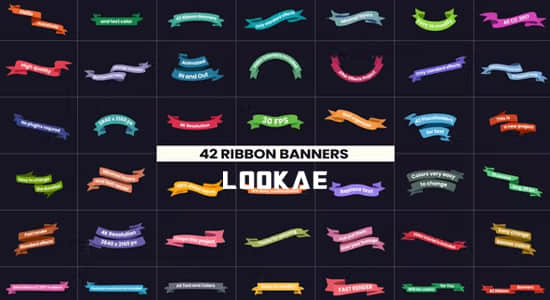 AE模板-42个丝带横幅条文字标题动画 Ribbon Banners