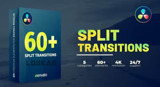 达芬奇模板-60种画面分割拆分转场过渡预设 Split Transitions