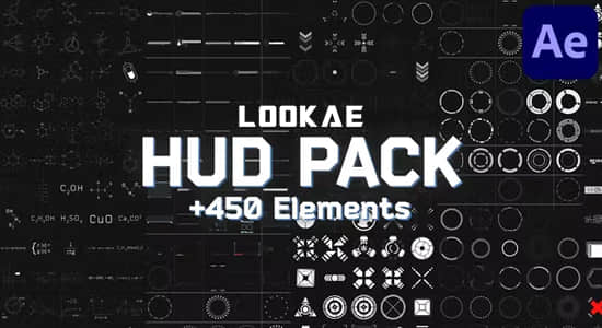 AE模板-450个科技感UI用户界面动画 HUD Pack Part 6